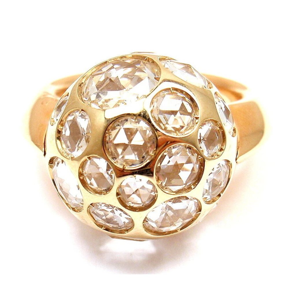 New! Authentic Pomellato Harem 18k Yellow Gold Rock Crystal Ring Sz 5​